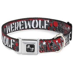 Dog Bone Black/Silver Seatbelt Buckle Collar - Team Werewolf