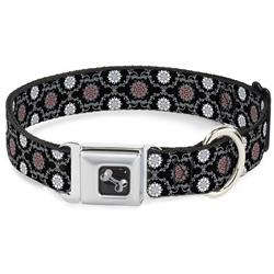 Dog Bone Black/Silver Seatbelt Buckle Collar - Tapestry 1 Black