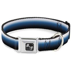 Dog Bone Black/Silver Seatbelt Buckle Collar - Transitioning Dots White/Blue/Black