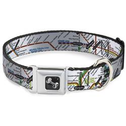 Dog Bone Black/Silver Seatbelt Buckle Collar - Tokyo Subway