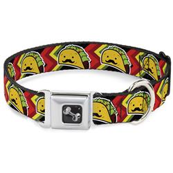 Dog Bone Black/Silver Seatbelt Buckle Collar - Taco Man