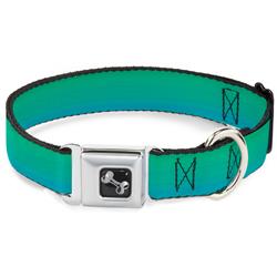 Dog Bone Black/Silver Seatbelt Buckle Collar - Teal Ombre