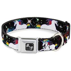 Dog Bone Black/Silver Seatbelt Buckle Collar - Unicorn Universe