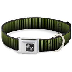 Dog Bone Black/Silver Seatbelt Buckle Collar - Vertical Stripes Transition Black/Yellow