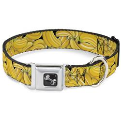 Dog Bone Black/Silver Seatbelt Buckle Collar - Vivid Banana Bunches Stacked