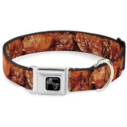 Dog Bone Black/Silver Seatbelt Buckle Collar - Vivid Hot Wings Stacked