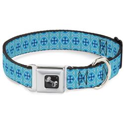 Dog Bone Black/Silver Seatbelt Buckle Collar - Wallpaper2 Baby Blue/Blue