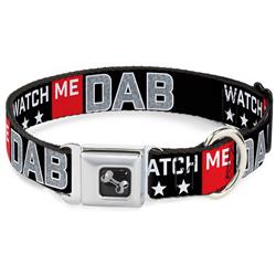 Dog Bone Black/Silver Seatbelt Buckle Collar - WATCH ME DAB/Stars Black/Red/White/Crackle Gray