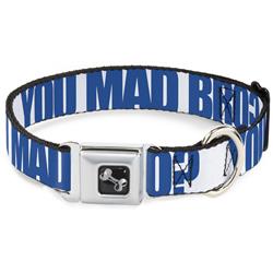 Dog Bone Black/Silver Seatbelt Buckle Collar - YOU MAD BRO White/Royal