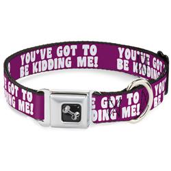 Dog Bone Black/Silver Seatbelt Buckle Collar - YOU'VE GOT TO BE KIDDING ME! Purple/White