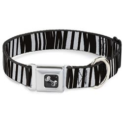 Dog Bone Black/Silver Seatbelt Buckle Collar - Zebra