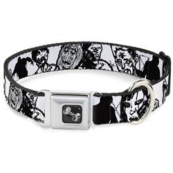 Dog Bone Black/Silver Seatbelt Buckle Collar - Zombies White/Black