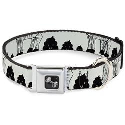 Dog Bone Black/Silver Seatbelt Buckle Collar - Zebra Poops Off-White/Black