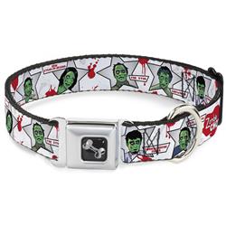 Dog Bone Black/Silver Seatbelt Buckle Collar - Zombie CHOMP!