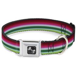 Dog Bone Black/Silver Seatbelt Buckle Collar - Zarape1 Horizontal Red/White/Green