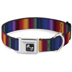 Dog Bone Black/Silver Seatbelt Buckle Collar - Zarape3 Vertical Multi Color Fade