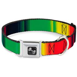 Dog Bone Black/Silver Seatbelt Buckle Collar - Zarape4 Vertical Rasta