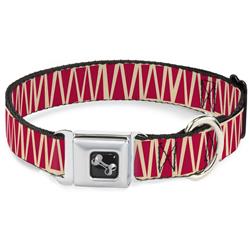 Dog Bone Black/Silver Seatbelt Buckle Collar - Zig Zag Doodle Tan/Red