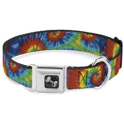 Dog Bone Black/Silver Seatbelt Buckle Collar - Buckle-Down Tie Dye13