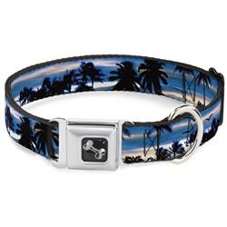 Dog Bone Black/Silver Seatbelt Buckle Collar - Blue Sunset