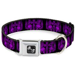 Dog Bone Black/Silver Seatbelt Buckle Collar - Buckle-Down Skulls w/Wings Black/Purple