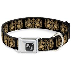Dog Bone Black/Silver Seatbelt Buckle Collar - Buckle-Down Skulls w/Wings Black/Tan