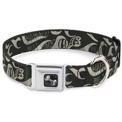 Dog Bone Black/Silver Seatbelt Buckle Collar - Buckle-Down AUTHENTIC SEATBELT BELT SINCE 1993 Flames Olive/Tan