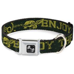 Dog Bone Black/Silver Seatbelt Buckle Collar - Buckle-Down Winged Skull ENJOY THE RIDE Olive/Lime Green