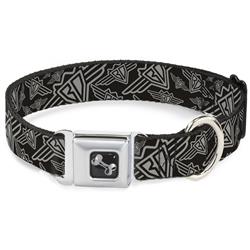 Dog Bone Black/Silver Seatbelt Buckle Collar - Buckle-Down BD Logo Scattered Black/Gray