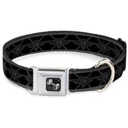 Dog Bone Black/Silver Seatbelt Buckle Collar - Buckle-Down BD Monogram2 Black/Gray