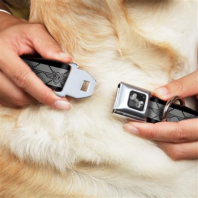 Dog Bone Black/Silver Seatbelt Buckle Collar - Buckle-Down BD Monogram2 Gray/Black