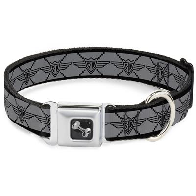 Dog Bone Black/Silver Seatbelt Buckle Collar - Buckle-Down BD Monogram2 Gray/Black