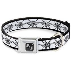 Dog Bone Black/Silver Seatbelt Buckle Collar - Buckle-Down BD Monogram2 White/Black
