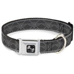 Dog Bone Black/Silver Seatbelt Buckle Collar - Buckle-Down BD Monogram2 Grays
