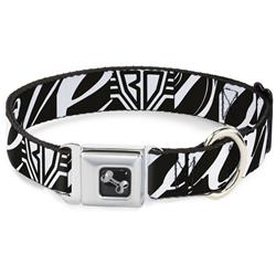 Dog Bone Black/Silver Seatbelt Buckle Collar - Buckle-Down BD Logo/Buckle-Down Script Black/White
