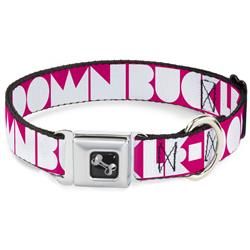 Dog Bone Black/Silver Seatbelt Buckle Collar - BUCKLE-DOWN Shapes Hot Pink/White