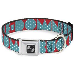 Dog Bone Black/Silver Seatbelt Buckle Collar - BUCKLE-DOWN Shapes Red/Dot Turquoise/White