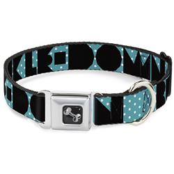 Dog Bone Black/Silver Seatbelt Buckle Collar - BUCKLE-DOWN Shapes Dot Turquoise/White/Black