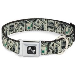 Dog Bone Black/Silver Seatbelt Buckle Collar - Benjamins2 Stacked