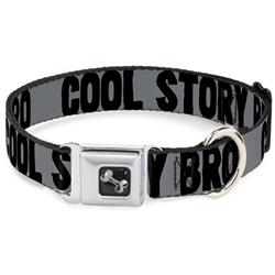 Dog Bone Black/Silver Seatbelt Buckle Collar - COOL STORY BRO Gray/Black