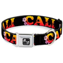 Dog Bone Black/Silver Seatbelt Buckle Collar - CALI Tropical Black/Multi Color
