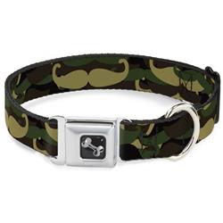 Dog Bone Black/Silver Seatbelt Buckle Collar - Camo'stache