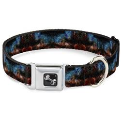 Dog Bone Black/Silver Seatbelt Buckle Collar - Cosmic Space