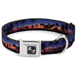 Dog Bone Black/Silver Seatbelt Buckle Collar - California Sunset