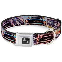 Dog Bone Black/Silver Seatbelt Buckle Collar - Cali Classic Laguna Beach