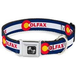 Dog Bone Black/Silver Seatbelt Buckle Collar - Colfax Colorado Flag