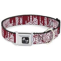 Dog Bone Black/Silver Seatbelt Buckle Collar - Doodle1/Paint Drips White/Red