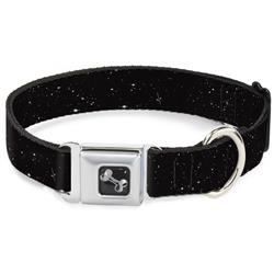 Dog Bone Black/Silver Seatbelt Buckle Collar - Deep Space2 Black/White