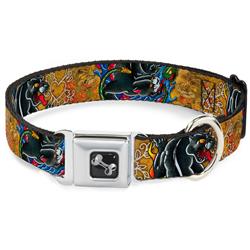 Dog Bone Black/Silver Seatbelt Buckle Collar - Diamonds Diagonal2 Lines Black/White