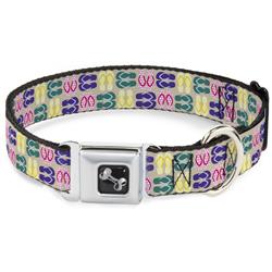 Dog Bone Black/Silver Seatbelt Buckle Collar - Flip Flops6 Sand/Multi Color